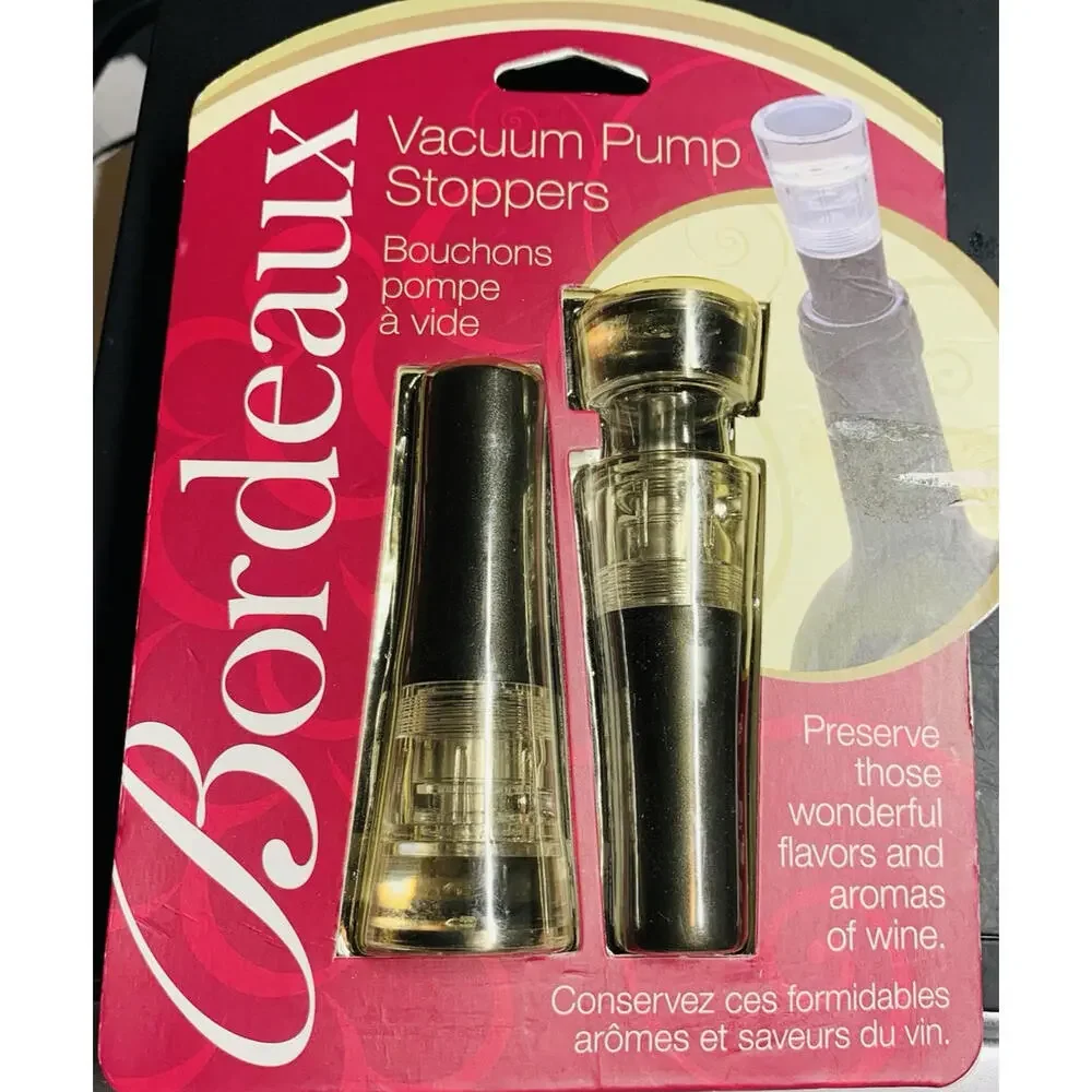 Bordeaux Vacuum Pump Stoppers Reseal Unfinished Wine Bottles New Sealed